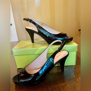 X-APPEAL Black Patent Leather Sling-back heels Size 8.5M